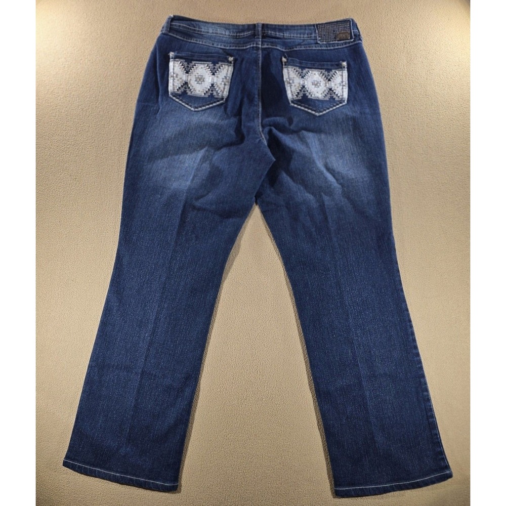 One 5 One Blue Denim Jeans with Rhinestones and Embroidery Size 14 Y2K Western